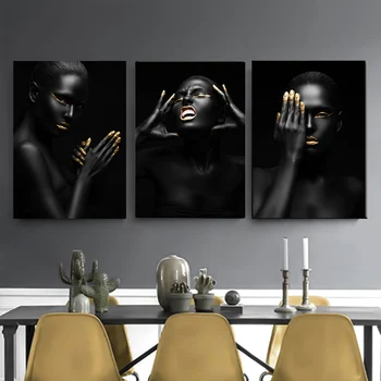 

Black African Scandinavian Nude Women Print On Canvas Oil Painting Sexy Girl Poster Wall Art Pictures for Living Room Decor