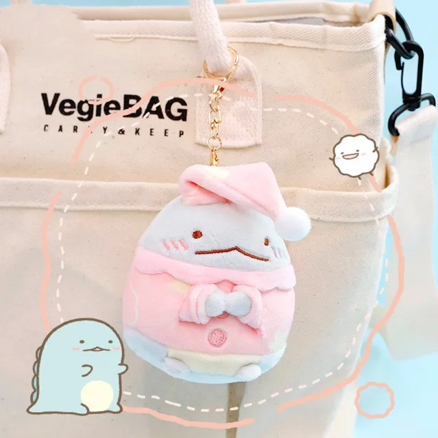 Kawaii Sumikkogurashi Anime Series Fried Shrimp White Bear Pork Chop Yellow Cat Doll Plush Keychain Halloween Boy Girl Gift 5