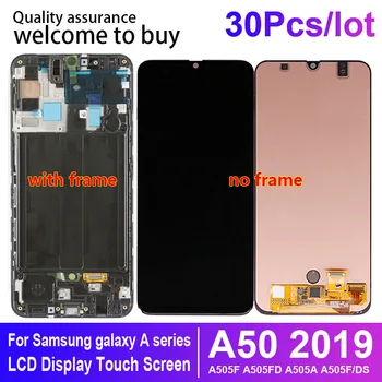 شراء30 قطعة/الوحدة AMOLED لسامسونج غالاكسي A50 2019 A505F A505FD A505A A505F/DS LCD عرض تعمل باللمس محول الأرقام الجمعية