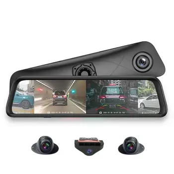 

360-Degree Panoramic WIFI Dash Cams 4 Cameras Lens 12" Screen Android GPS Navigation Car Rearview Mirror Dvr video Recorder ADAS