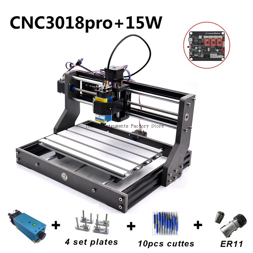CNC 3018 Pro Metal Engraving Machine 15W ER11 with 500mw 2500mw 5500mw Wood Router PCB Milling Carving DIY | Инструменты