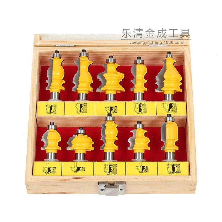 10pcs Architectural Molding Router Bit Set - 1/2" Shank Line knife Woodworking cutter Tenon Cutter for Woodworking Tools