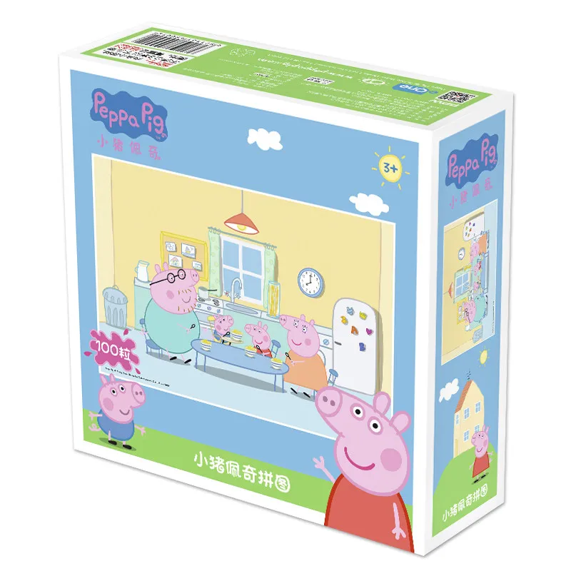 Peppa Джордж свинка головоломка обучающая игрушка Peppa Семья Друзья вечерние с героями мультфильмов детские игрушки-головоломки Рождественский подарок - Цвет: 100 PCS  C