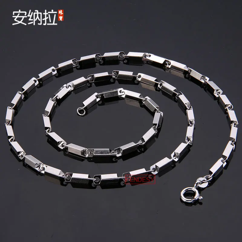

Anna Pull S925 Silver MEN'S Necklace Online Celebrity Live Decorative Pattern between Square Column Korean-style Fashion Valenti