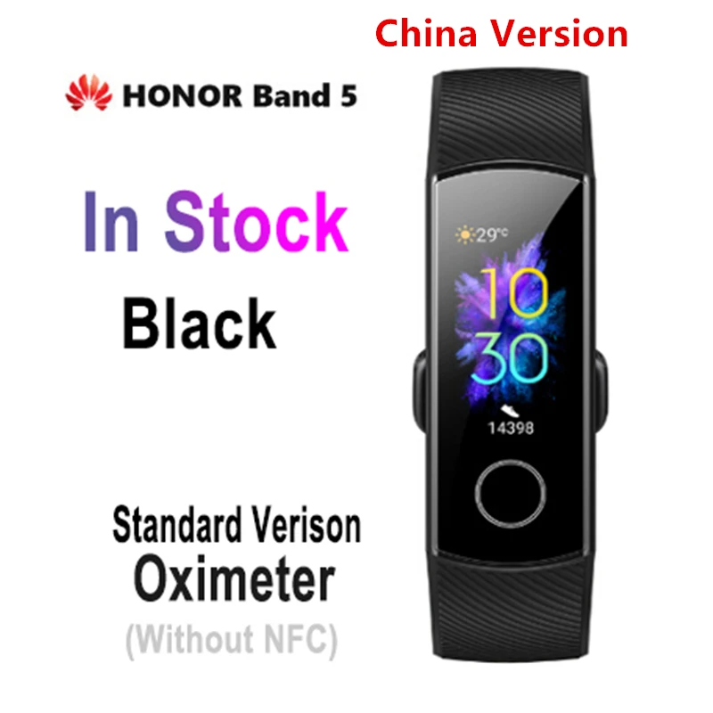 Huawei honor band 5 напульсники AMOLED экран honor умные часы кровяной кислород сердце яж фитнес сон Плавание Спорт трекер - Цвет: Black Band CN