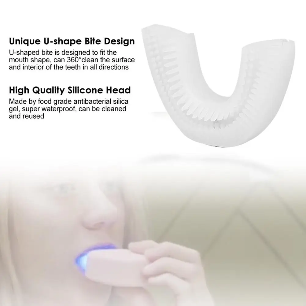 U Shape Electric Toothbrush 360 Degrees Intelligent Automatic Electric Toothbrush 3 Modes USB Tooth Whitening Blue Light U Shape Electric Toothbrush 360 Degrees Intelligent Automatic Electric Toothbrush 3 Modes USB Tooth Whitening Blue Light
