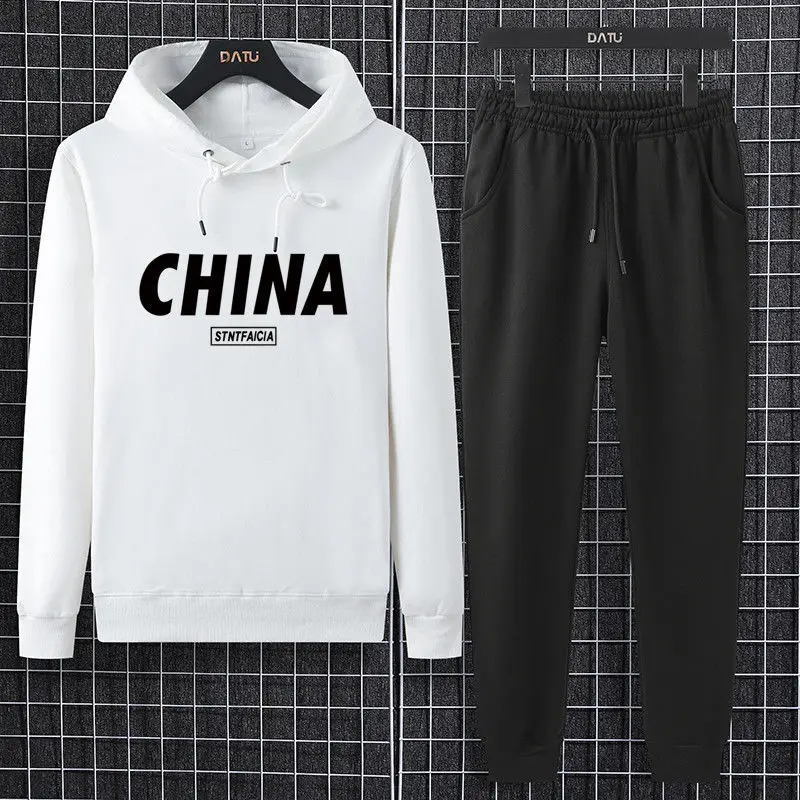 

New Men's Hooded Sports Casual Suit Sweater Two-Piece Couple's