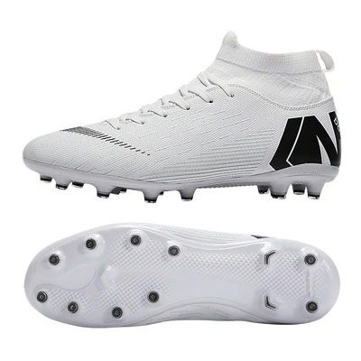 New Soccer Shoes Men High Top Training Ankle AG/TF Sole Outdoor Cleats Sport Shoes Spike Women Crampon Football Turf Boots Mens - Цвет: see chart