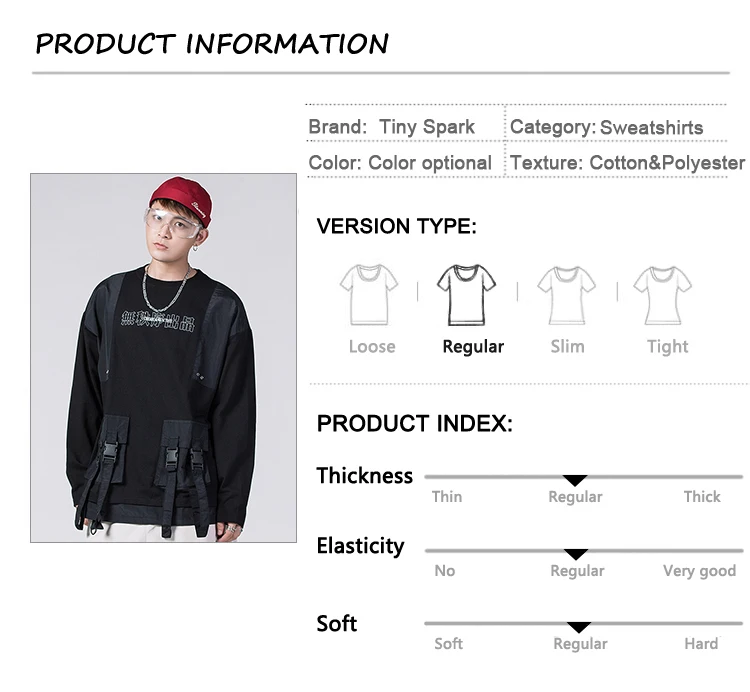 ZHENGJIAQI,, Harajuku, Джерси, sudadera, хип-хоп, para hombre, уличная одежда, Kanji mukiltiples sudadera con bolsillos algodón Hiph