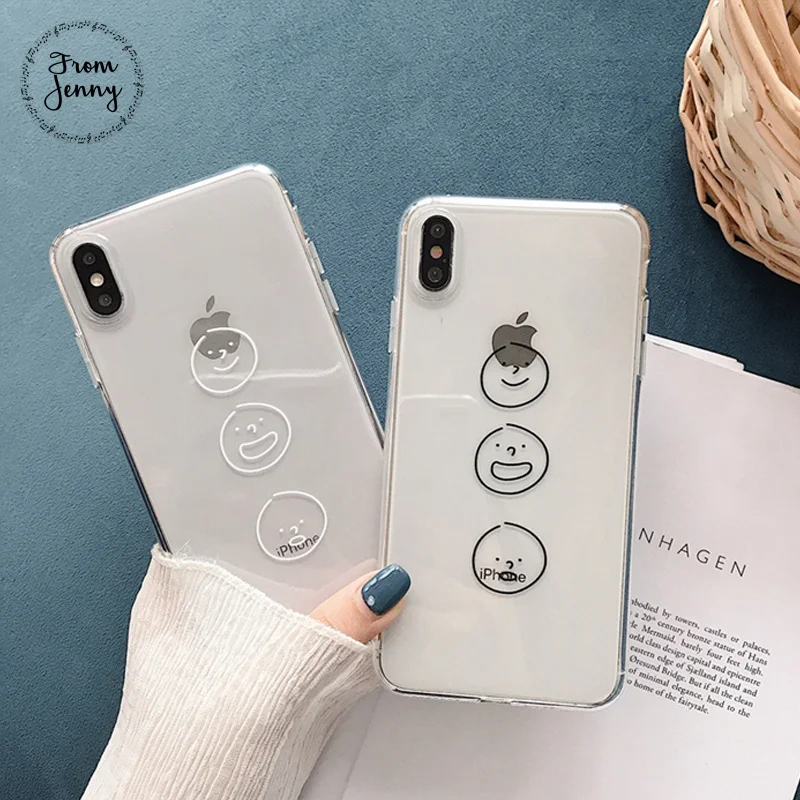 

From Jenny Transparent smiley for iPhone x xr xs max 6 6s 7 8 Plus simple emoticon mobile phone TPU protection soft shell