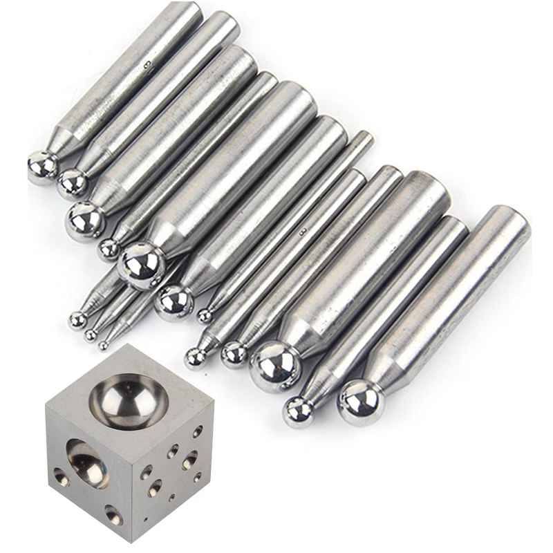 

16PCS Steel Dapping Punches with Doming Block Jewellery Metalwork Jewel Suppression Tools Jewelry DIY Tools
