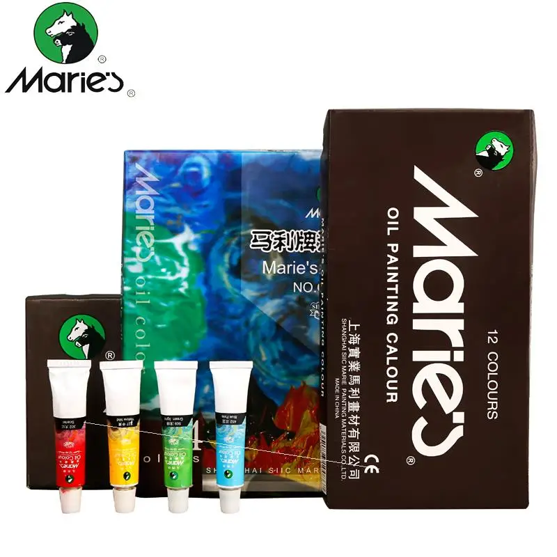 Marie's Art Oil Paint Set 12/18/24 Colors 12ML Pigment Strong Coverage Children Students