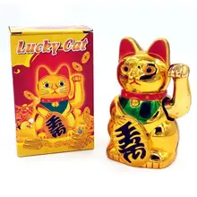 Wealth Waving Hand Cat Chinese Lucky Cat Gold Maneki Neko Cute Lucky Cat Electric Craft Art Home Shop Hotel Shop Decoration