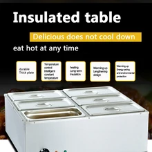 BS-6V Six Pots Electric Heat Insulation Soup Pool Stainless Steel Insulation Station Sale Table Snack Car 2000W Electric Stove