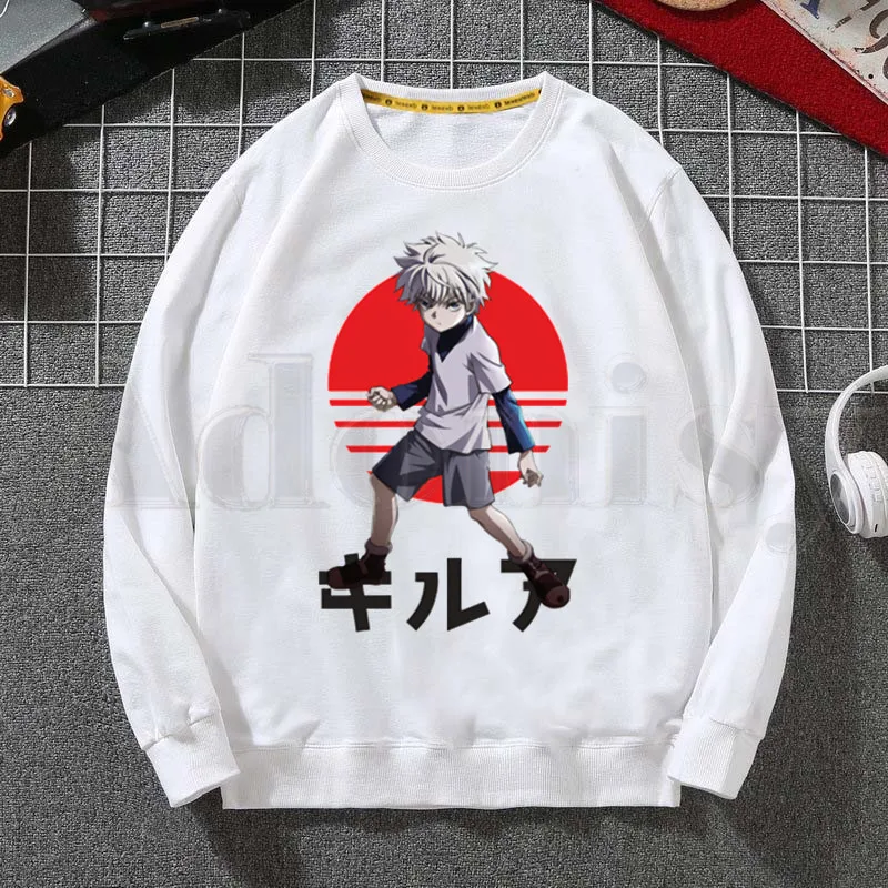 

Hunter X Hunter Killua Zoldyck Devil Eye Anime Hoodies Sweatshirt Print Trend Mens Clothes Hip-Hop Male Crewneck Hoodies Men