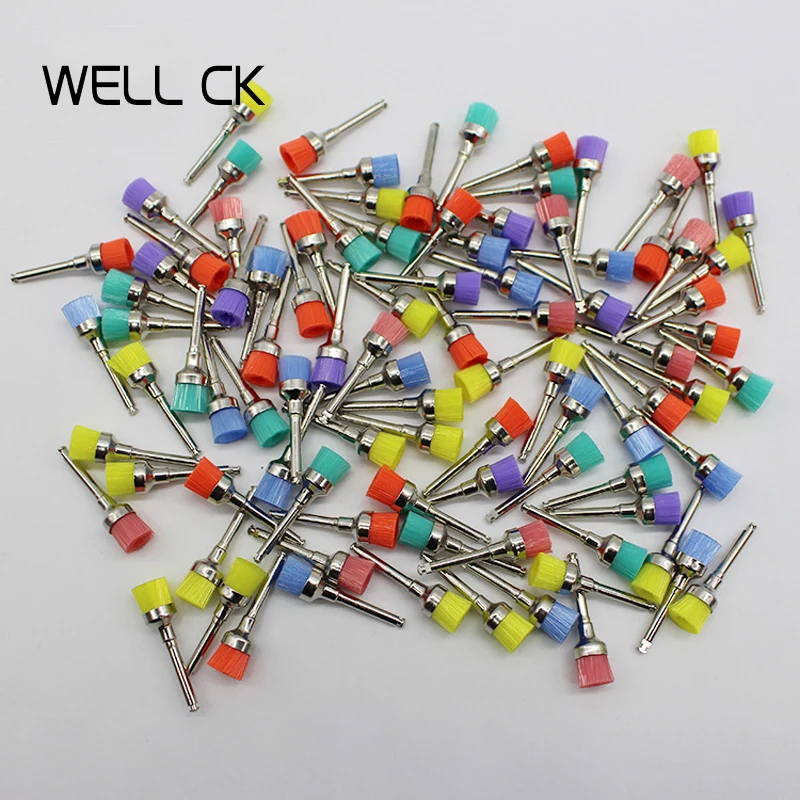 100 шт./компл. стоматологические материалы полировальная щетка Цвет профилактики белый нейлон чашка стоматология зубные полоски для защелка с коническим отверстием производства стоматолог полировщик