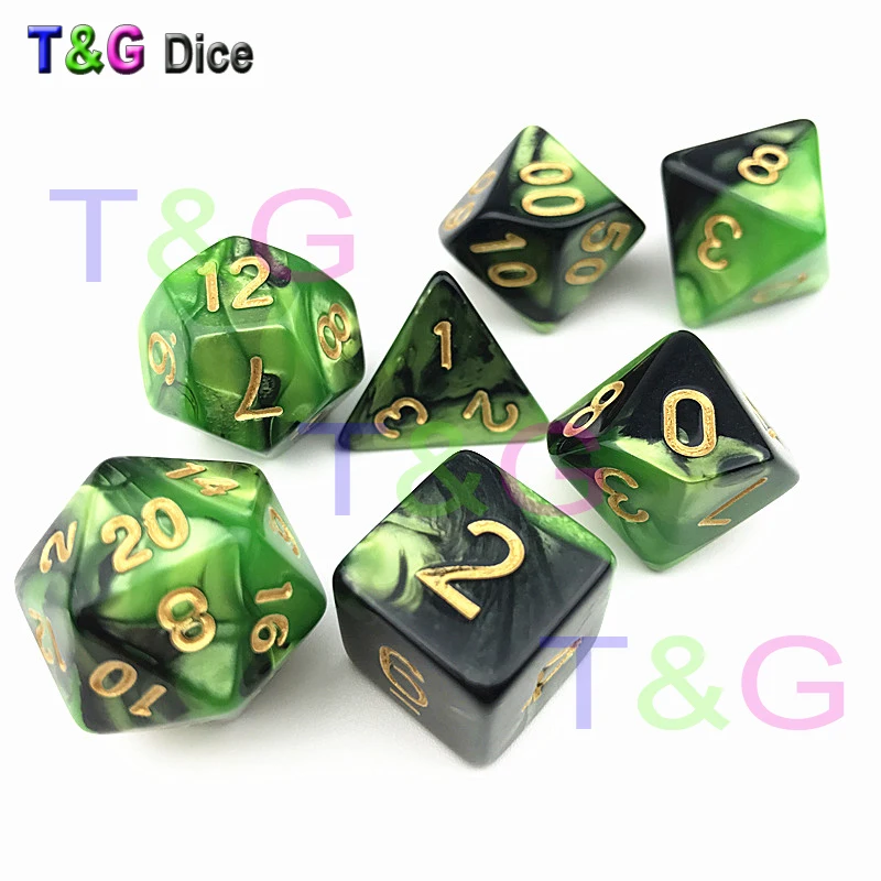 Специальные крутые кости наборы 7 шт./компл. RPG E Dnd куб игра микс Цветные Кубики для