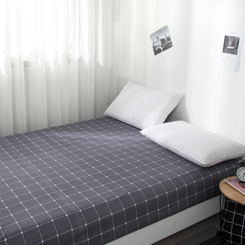 

Home Textile Lattice Series Cover Pillowcase Bed Sheet Simple Boy Girls Bedding Sets 1Pc Single Double Bedlinen