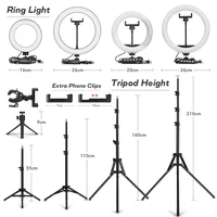 Tripod With LED Ring Light For Phone Tripod Camera Stand Selfie Photography Light LED Lamp Color Photo Studio For YouTube Live - Image 5