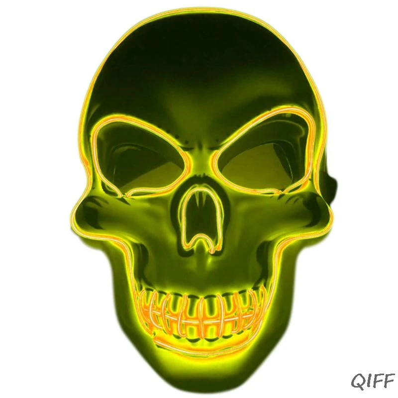 Unisex Halloween Light Up Mask Cosplay LED Scary Death Skull EL Wire Neon Fluorescent Festival Party Cosplay Costume Decoration - Цвет: Y