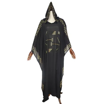 

African Design Beading Abaya Chiffon Dashiki Dress Bat Hoodies Cape Muslim Bazin Long Maxi Robe Gowns Africa Dashiki Traditional