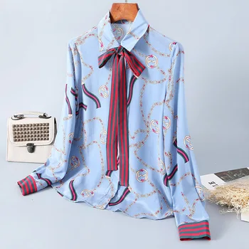 

New manufacturers selling 2020 fashionable printed cardigan lace coat lapels silk shirts