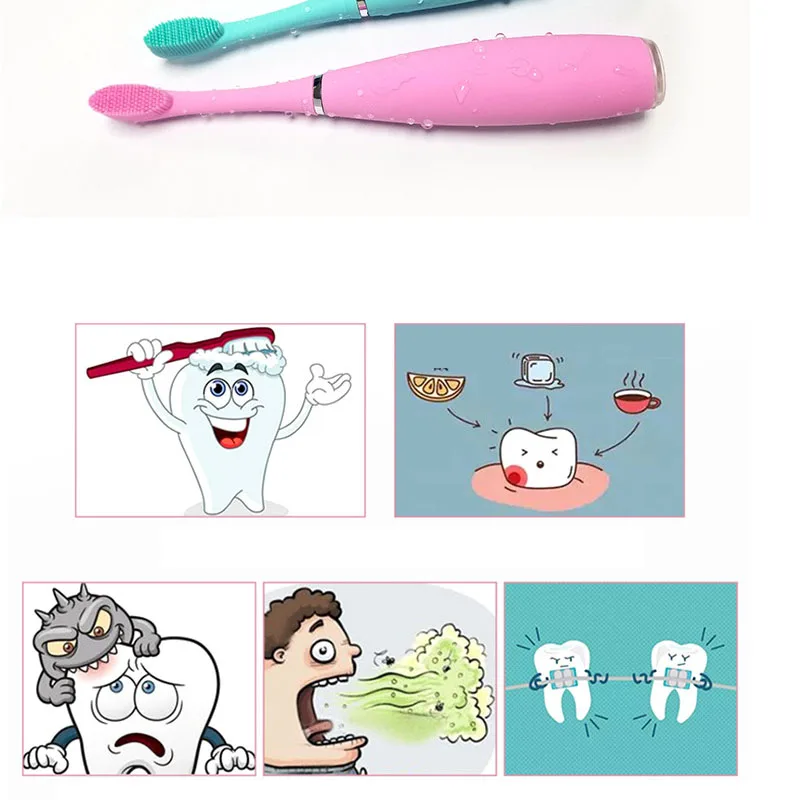 Children's silicone electric toothbrush 7 level waterproof ultrasonic charging automatic electric toothbrush SU150