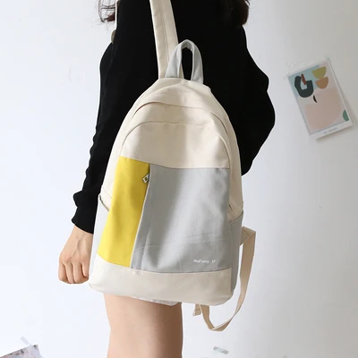 Новинка, дизайнерский цветной рюкзак для девочек, женская сумка для отдыха, школьная сумка для подростков, сумка для книг, Повседневная сумка для подростков - Цвет: yellow and grey