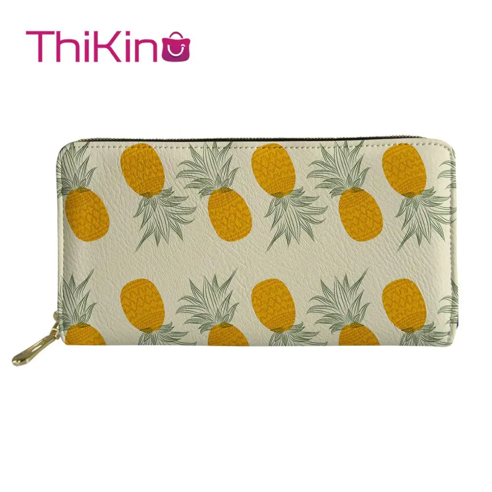

Thikin Pinapple Pattern Long Wallets Zipper Phone Bag for Girls Clutch Purse Carteira Handbags Notecase 2019