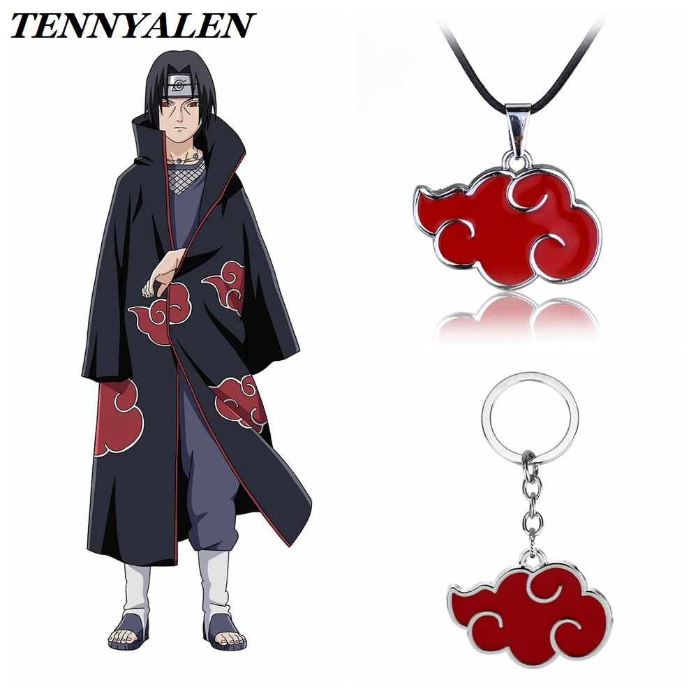 

Akatsuki stuff metal accessories from Naruto Anime Naruto Cosplay Props Organization Red Cloud Necklace Uchiha Itachi Keychain