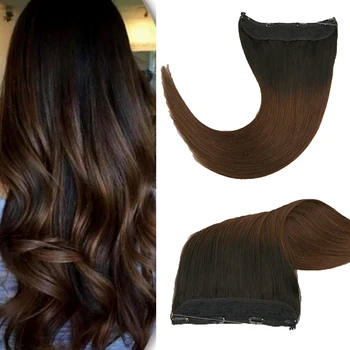 

Flip In Hair Extension European 100% Real Remy Human Halo Hair Weft Fish Line Hair