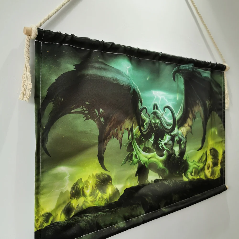 World of Warcrafts игра Lich King Висячие настенные художественные плакаты современные твердые деревянные ткани живопись вал прокрутки декоративные картины