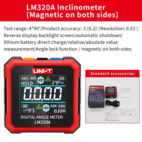 soft tape measure UNI-T LM320A LM320B Electronic Angle Meter Digital Protractor Magnetic Inclinometer Angle Tester Bevel Box Measuring Tools woodpecker edge ruler Measurement & Analysis Tools