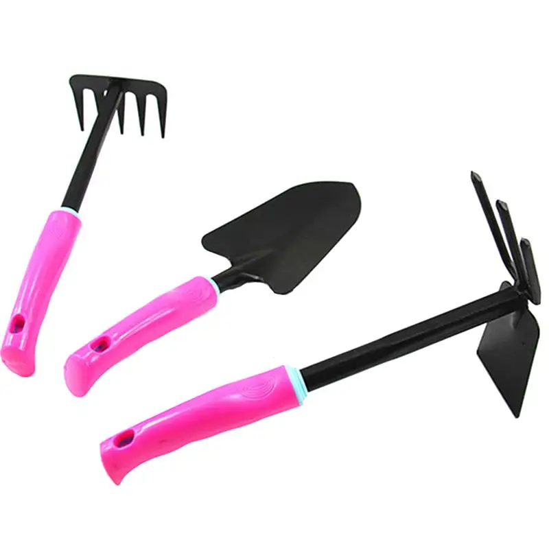 

1 Set/3 Pcs Mini Hand Tools Durable Long Handle Iron Shovel Gardening Tool Set for Flowerpot Weeding