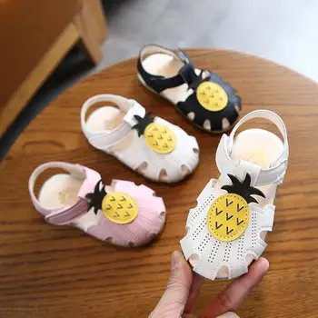 

Baby Girls Closed Toe Cut-Outs Beach Sandals Kids flower Summer Shoes 2020 Children Soft Bottom Sandals Size 21-30