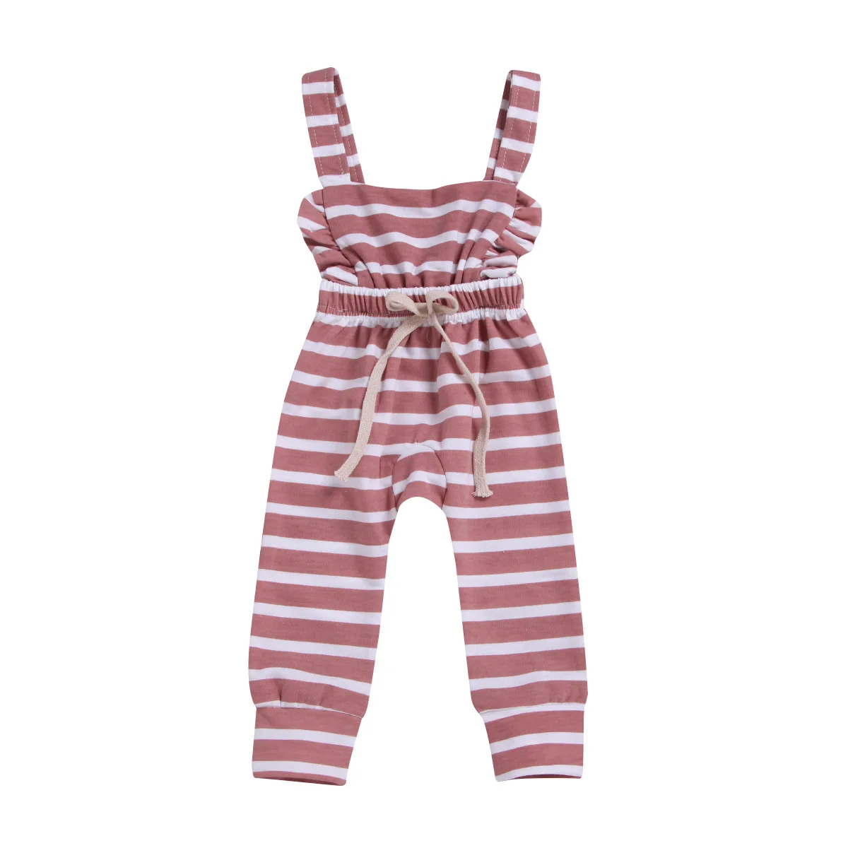 Комбинезон в полоску с оборками для новорожденных девочек, комбинезон, одежда для мальчиков, одежда для малышей, одежда для малышей - Цвет: Y16-red