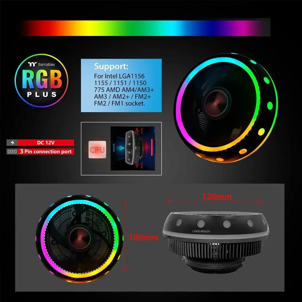 RGB светодиодный процессор радиатор с системой охлаждения для Intel LGA1155/775/AMD4/AM3+ AM2+/FM1 разъем компьютера корпус радиатор охлаждения