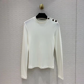

Women Cotton Sweater Autumn O-neck Long Sleeve Button Sweater Female Casual Pullovers
