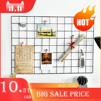 

Photo Grid Frame Metal Mesh DIY Hanging Iron Multi-frame Photos Storage Rack Panel Postcards Mesh Frame Display Storage Rack