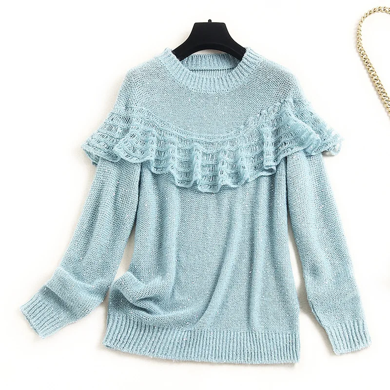 

Wool Blend Ruffles Sequins Womens Sweaters Fall 2020 Women Clothing Prairie Chic Solid Fall Clothes for Women autumn winter