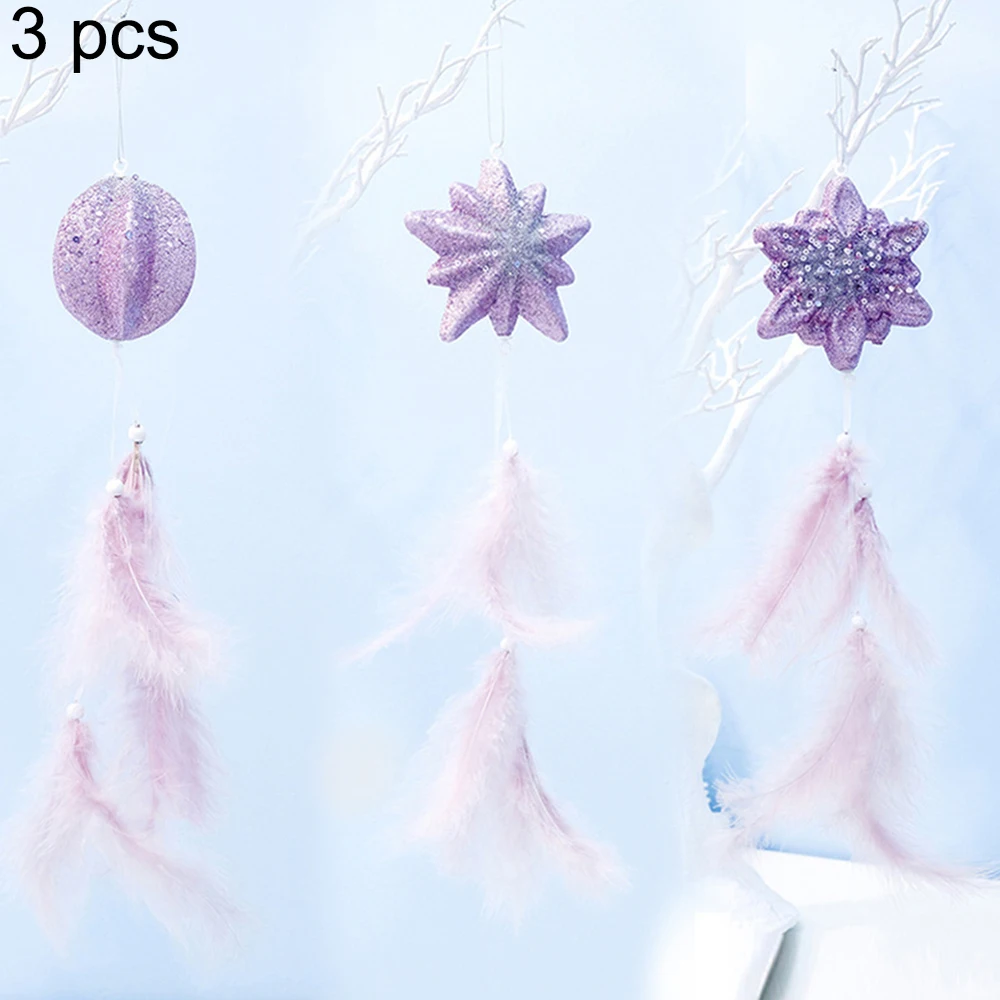 

3pcs Bling Feather Foam Pendants Christmas Tree Bedroom Home Decorations Creative Christmas Tree Decoration