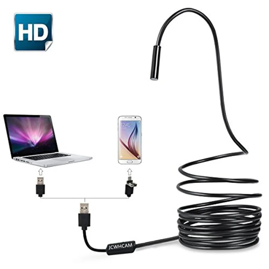 2 в 1 7 мм Мини объектив м мягкий кабель Micro/USB эндоскоп бороскоп змея инспекция