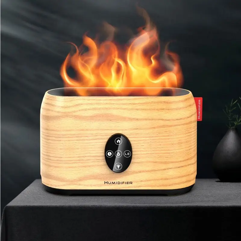 USB Flamme Aromatherapie Atmosphäre Tisch Lampe Schlafzimmer Wohnzimmer Auto Luftbefeuchter Drei-geschwindigkeit Fernbedienung Timing Nacht Licht_voghion.com