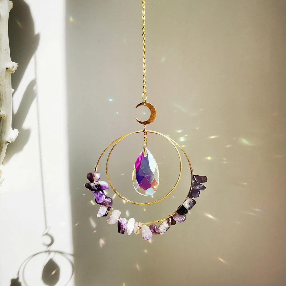 Suncatcher Crystal Rainbow Maker Gold Sun catchers Prisms for Window Garden Decoration Indoor Hanging Crystals Home Decor Gift sun catcher sun catchers window ornament