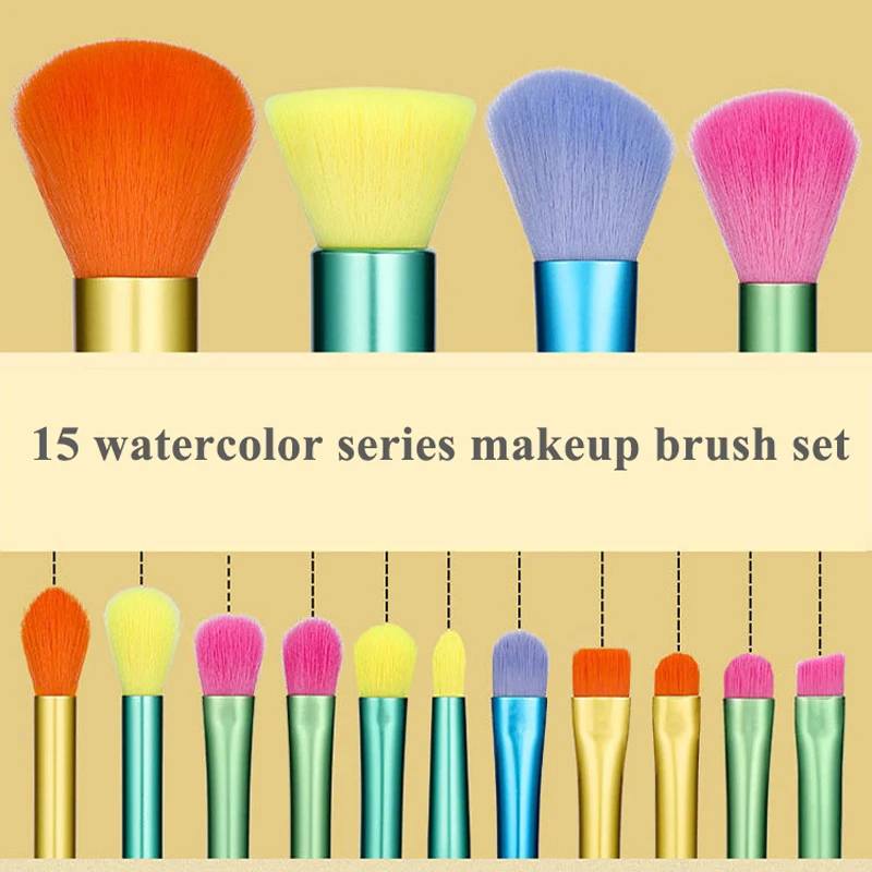 8/15Pcs 2021 New Colorful Makeup Brush Set rainbow Full Of Portable Beauty Tools | Красота и здоровье