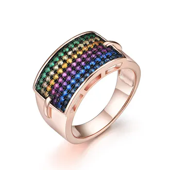 

S925 Simple Ring For Women Female Luxury Rainbow Rings Romantic Birthday Gift For Girlfriend Fashion Zircon Stone Jewelry