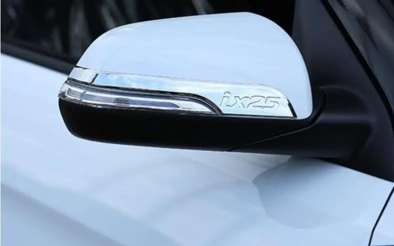 Нержавеющая сталь зеркало заднего вида украшения для hyundai ix25 monorail хром боковое зеркало крышка отделка - Цвет: Серебристый