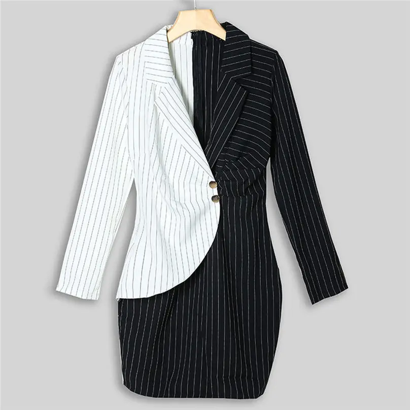 New Fashion Women Dress Turn-down Collar Long Sleeve Buttons Striped Bodycon Casual Office Lady Mini Dress Vestidos 3A26 (7)
