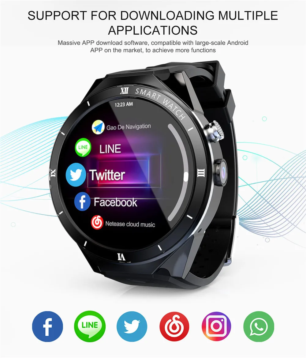 Новые мужские Смарт-часы 1,3" с сенсорным экраном, sim-карта, Bluetooth, 3g, gps, 1 Гб+ 16 ГБ, Android 7,0, пульсометр, gps, шагомер, умные часы для Ios