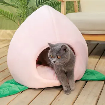 

Peach Shape Soft Cat Cave with Removable Washable Cushion Cat Dog House Pet Nest Kennel Cat Sleeping Bag